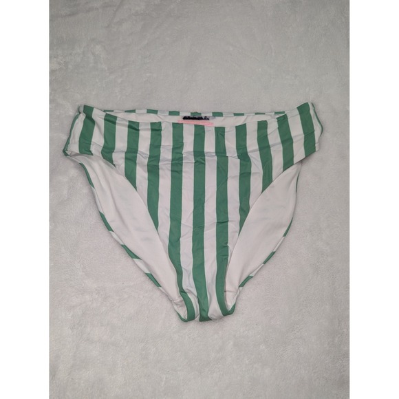 Victoria's Secret Other - Victorias Secret Green White Striped High Waist Full Coverage Bikini Bottom L